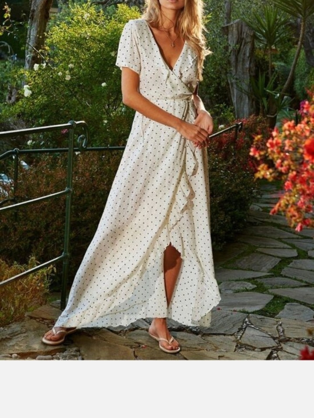 Melissa Odabash White Polka Dot Wrap Maxi Dress